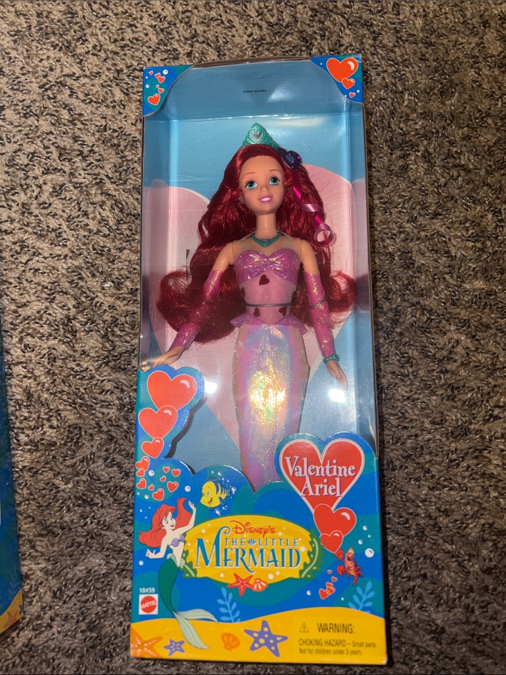 Disney Ariel Valentine Mermaid Doll - Red Hair, Pink & Purple Outfit